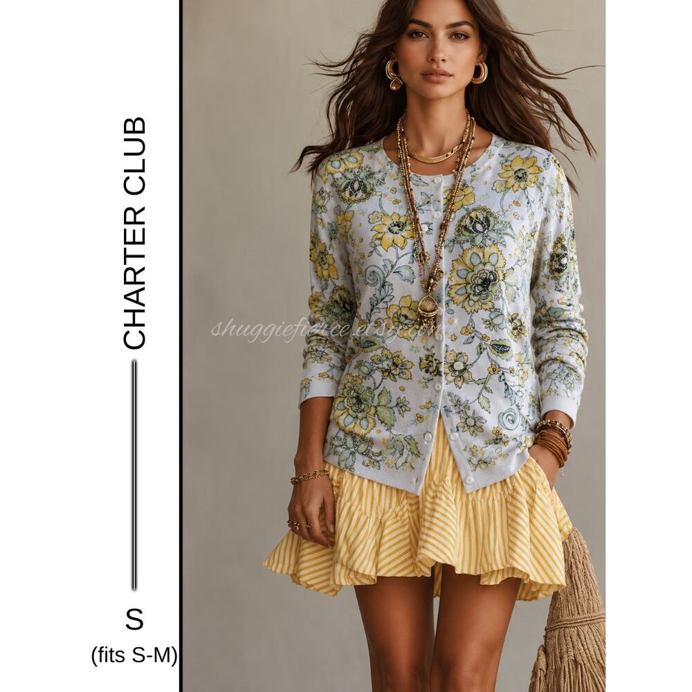MSRP: $79.50 | ✨ Charter Club Floral Button Front Cardigan Size: S (fits S-M) ✨